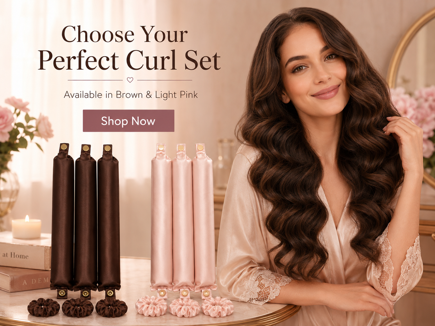 Woman using heatless curler overnight