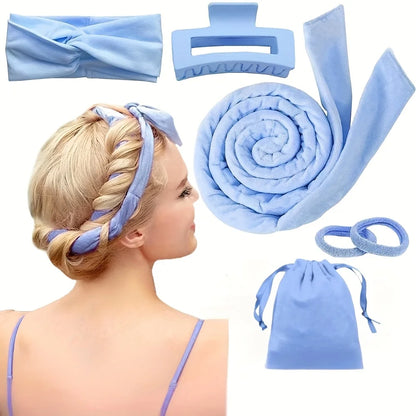 4/6/13PCS Styling Kit -Heatless Silk Curler with Sleeping Mask and Shower Cap for Women and Girls Beauty Kit for Travel and Home